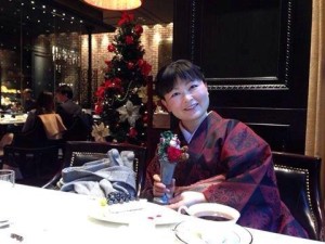 クリスマスカラーの普段キモノ